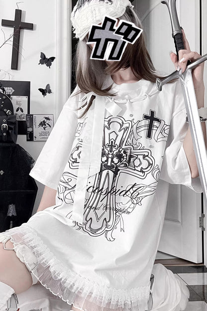 Camiseta holgada de manga corta Night Blood carta de amor