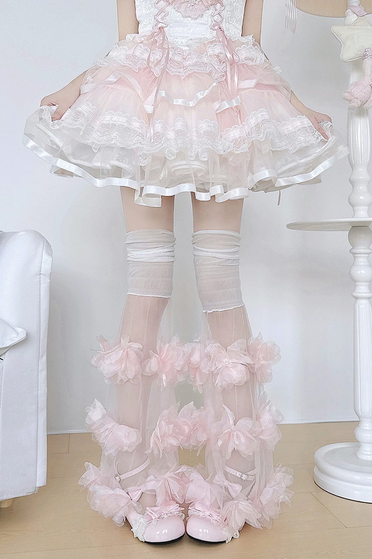 Floral Slouchy Tulle Sock Covers