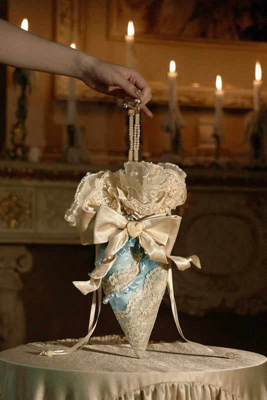 Cream Beige Rococo Embroidered Handbag