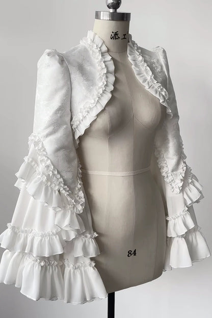 Gothic Lace Trim Long Sleeve Vest
