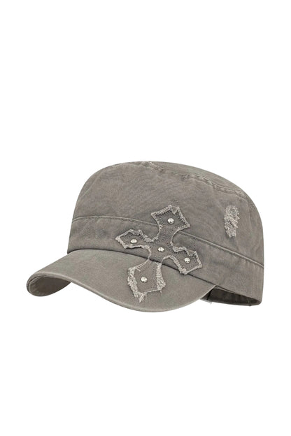 American Retro Distressed Cross-Studded Baseball Cap