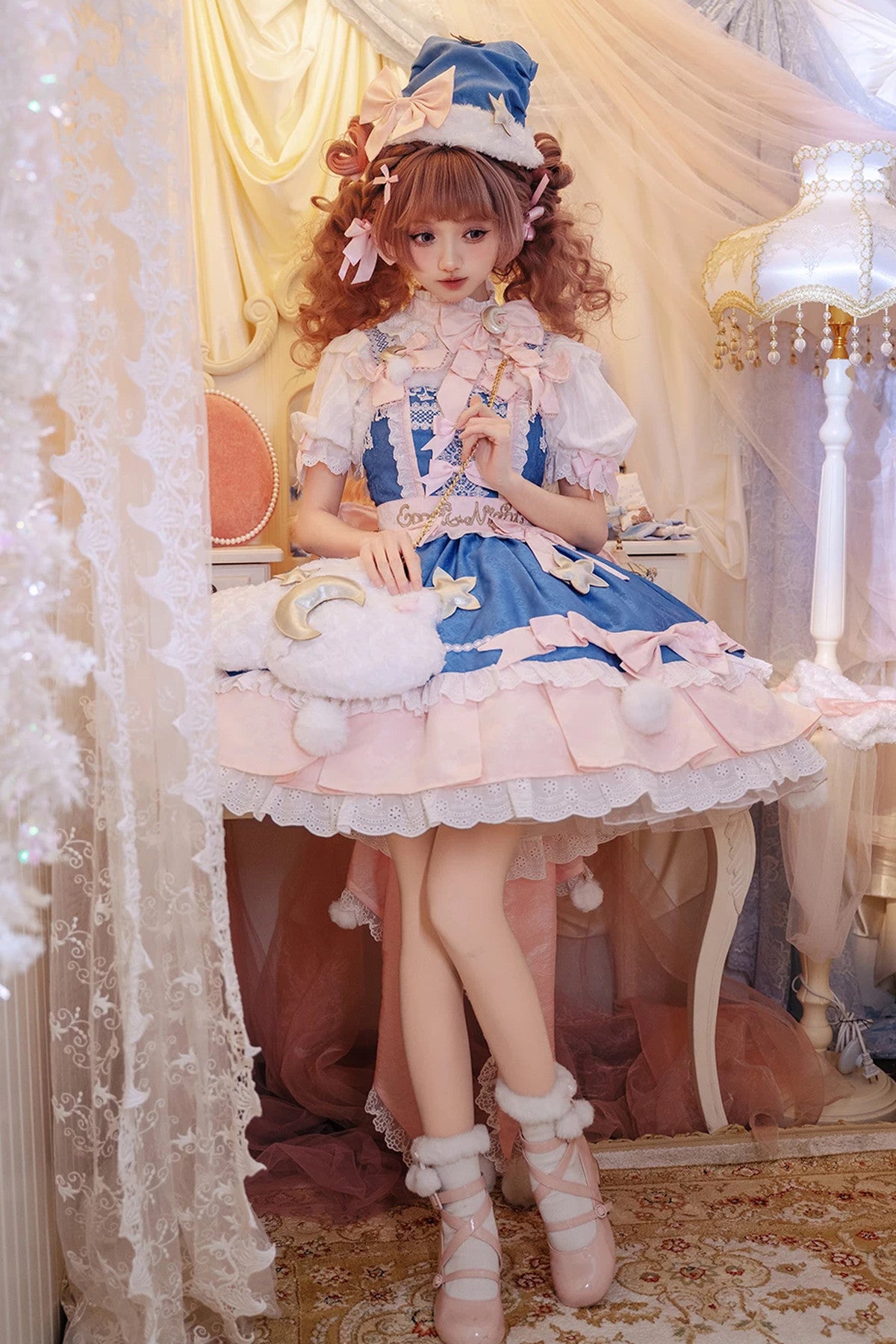Completo da abito Lolita rosa «Good Morning»