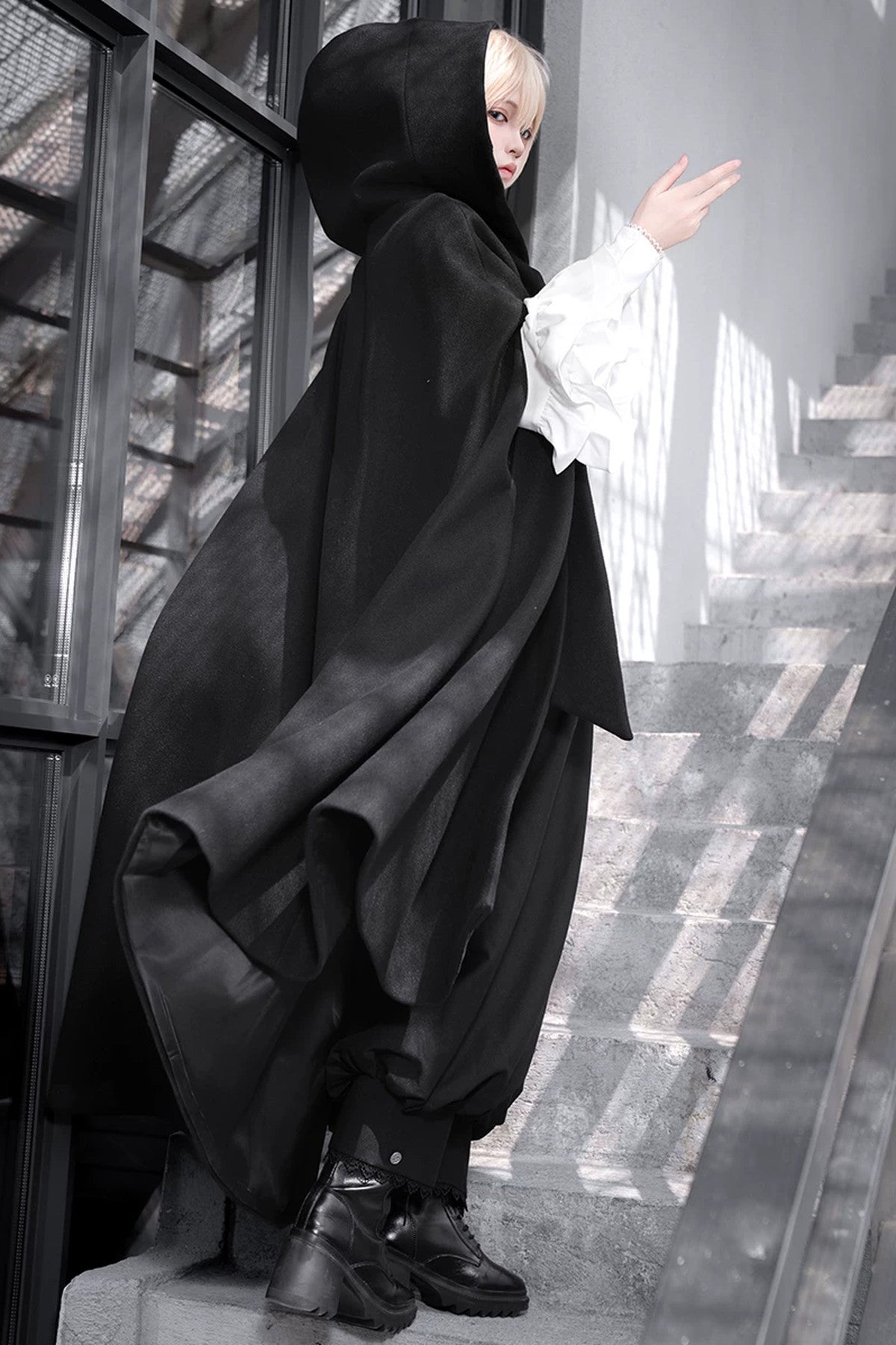 Elegant Oversized Cape Shirt and Trousers Set-Up