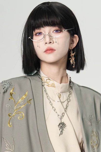 사자춤 남녀공용 레이어드 목걸이