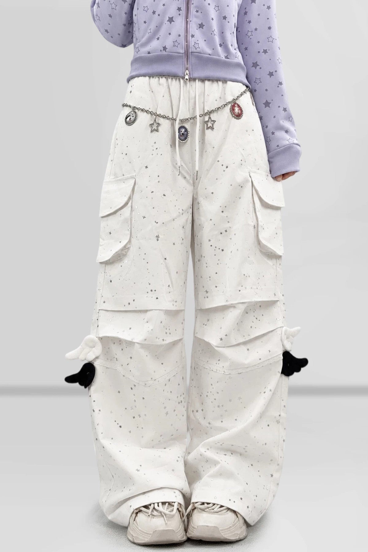 Y2K Star Sequin Wide-Leg Pants