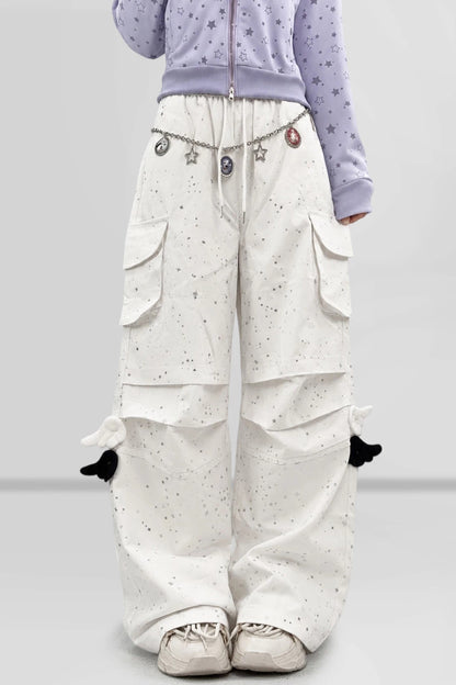 Y2K Star Sequin Wide-Leg Pants