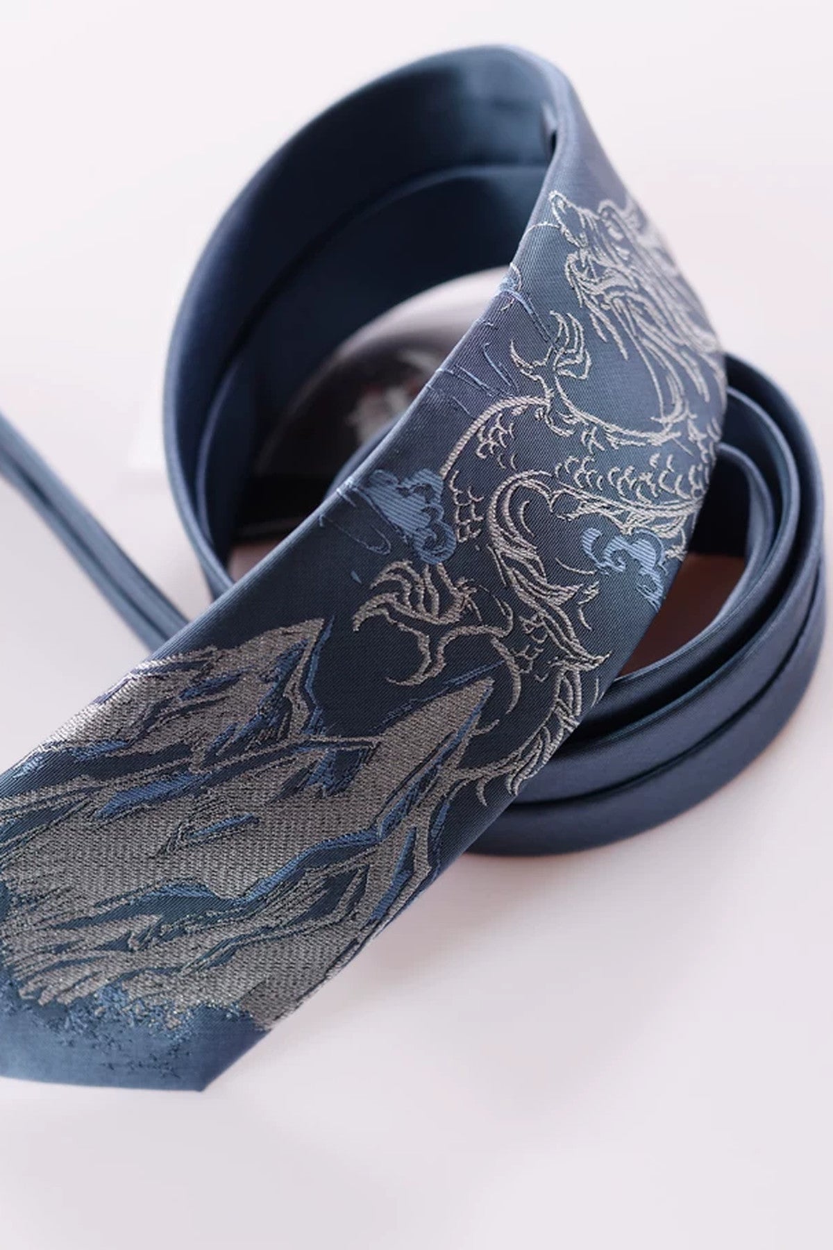 Snow Mountain Dragon Jacquard Tie