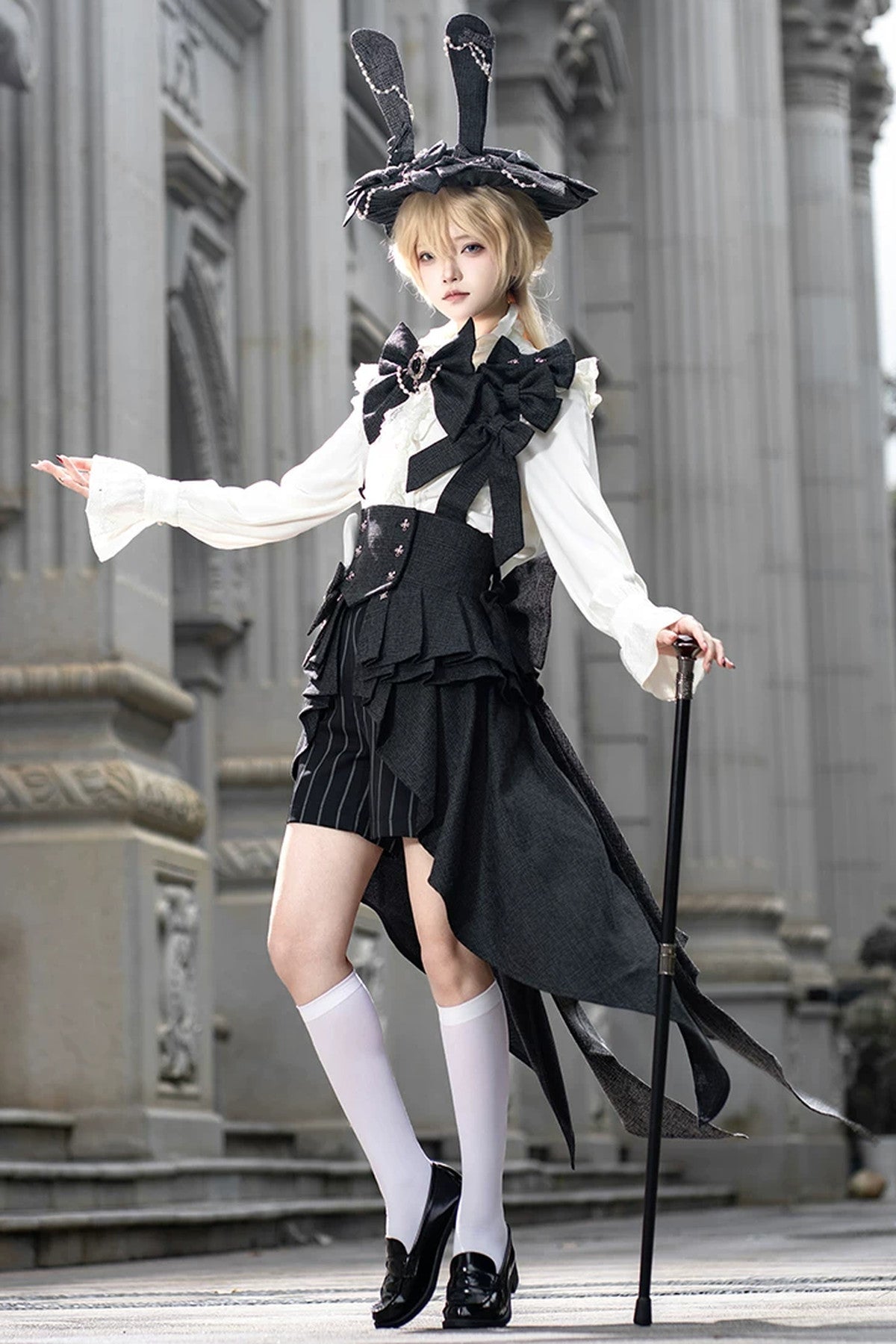 Lolita Prince Rabbit Waist Belt Shirt and Pants Set-Up