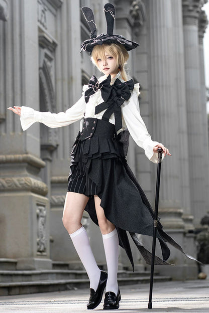 Lolita Prince Rabbit Waist Belt Shirt and Pants Set-Up