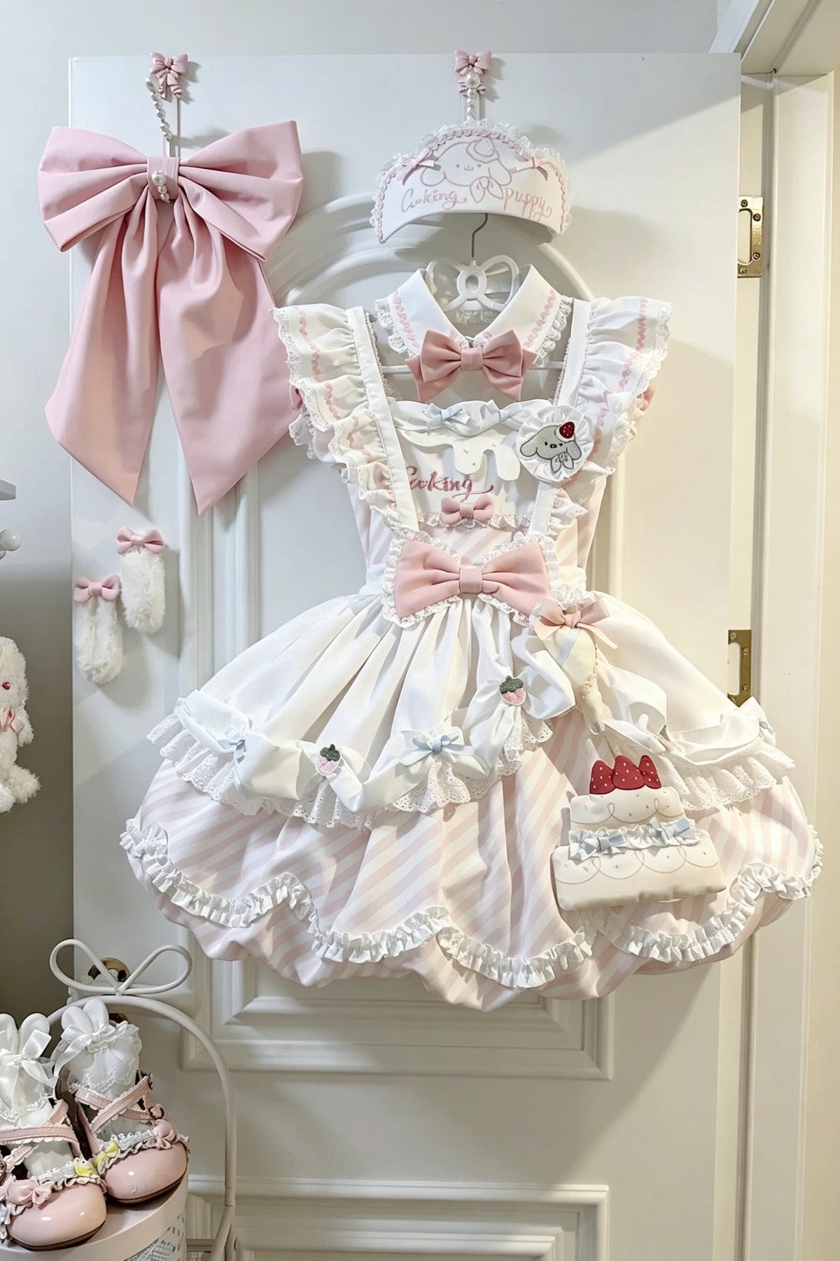 Ensemble robe Lolita à fleurs et chien