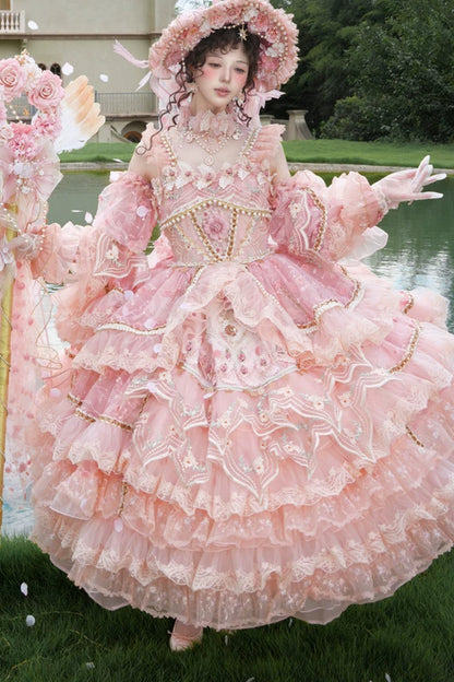 Peach Floral Tea Party Dress