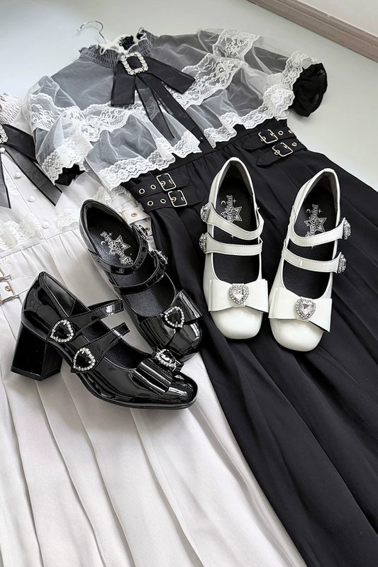 Square-Toe Chunky Heel Shoes