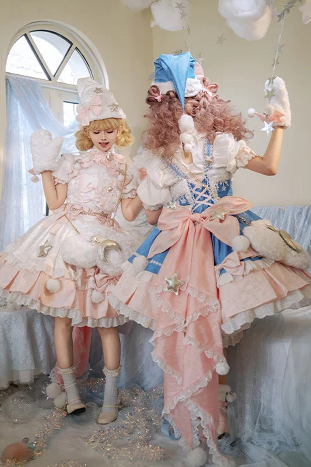 Completo da abito Lolita rosa «Good Morning»