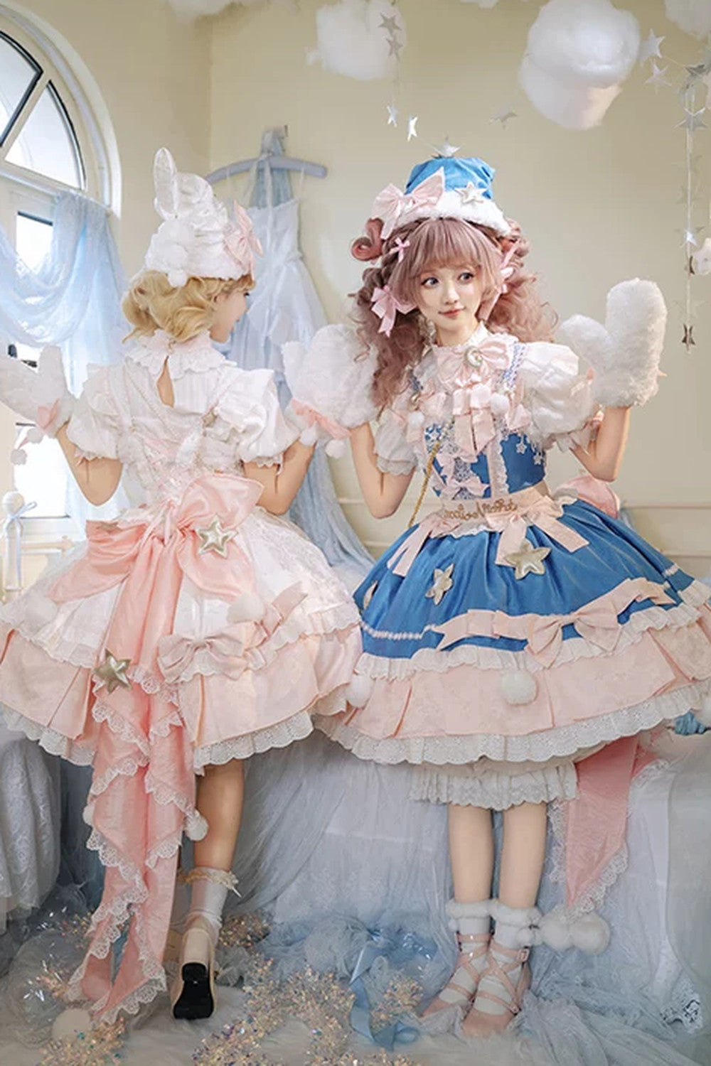 Completo da abito Lolita rosa «Good Morning»