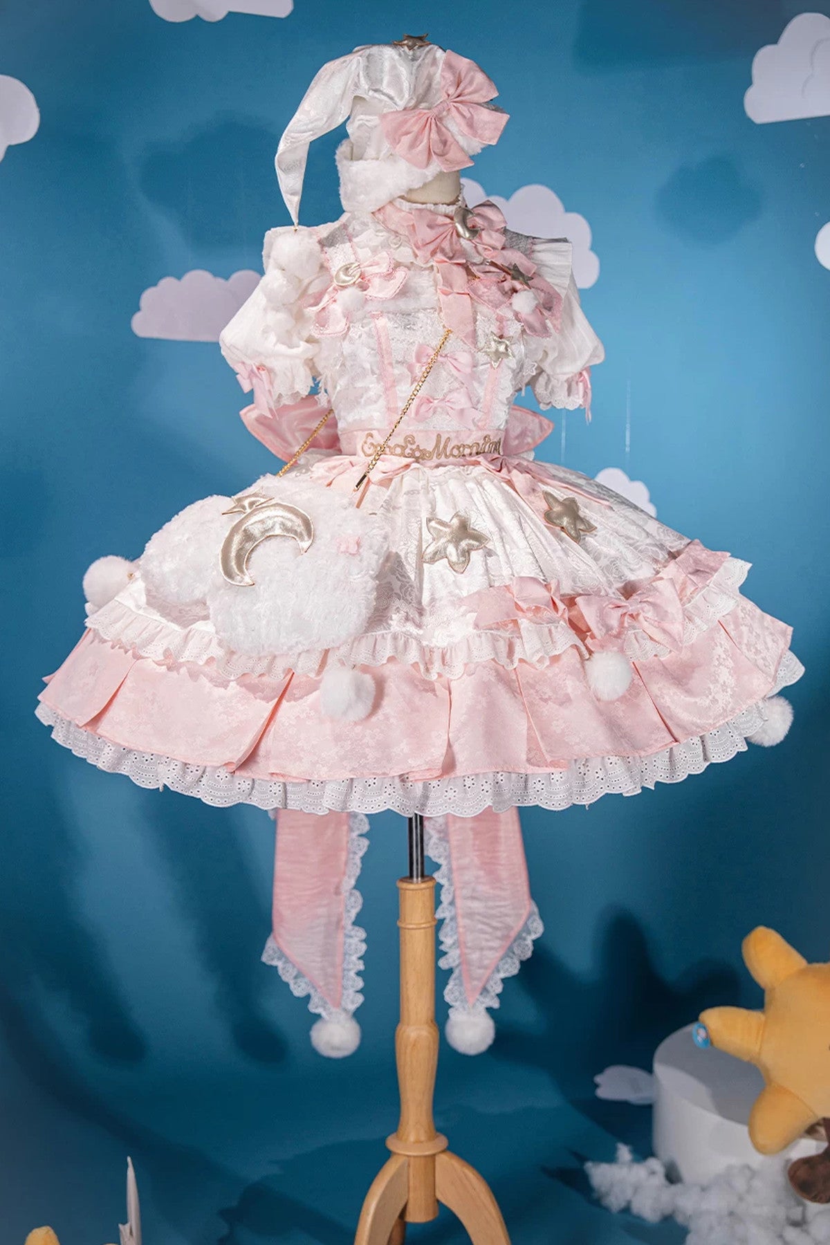 Completo da abito Lolita rosa «Good Morning»