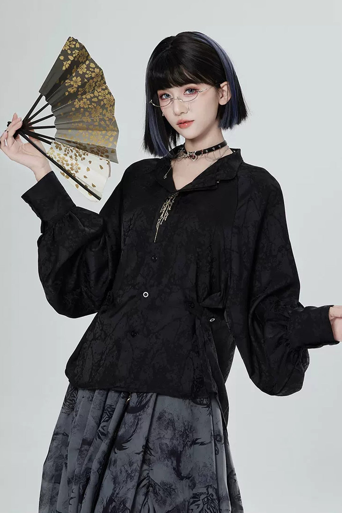 Black White Embroidered Shirt Pants Set-Up