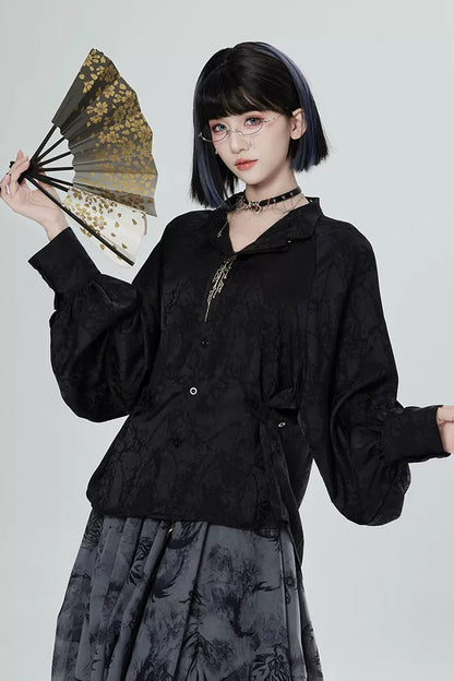 Black White Embroidered Shirt Pants Set-Up