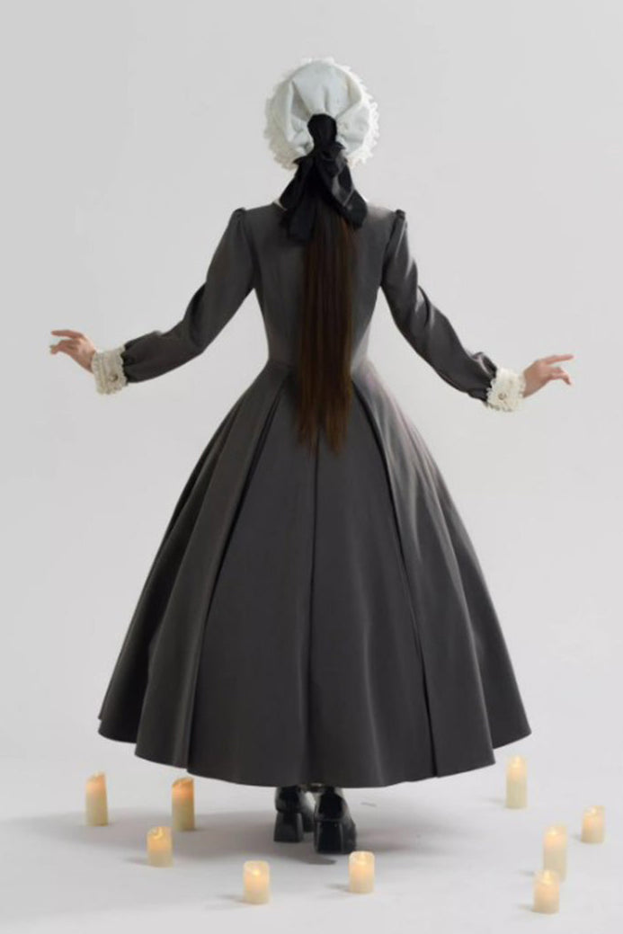 【12月21日予約締切】クラシックロリータ修道女ロングドレス＋クロスフリルエプロン＋ボンネット