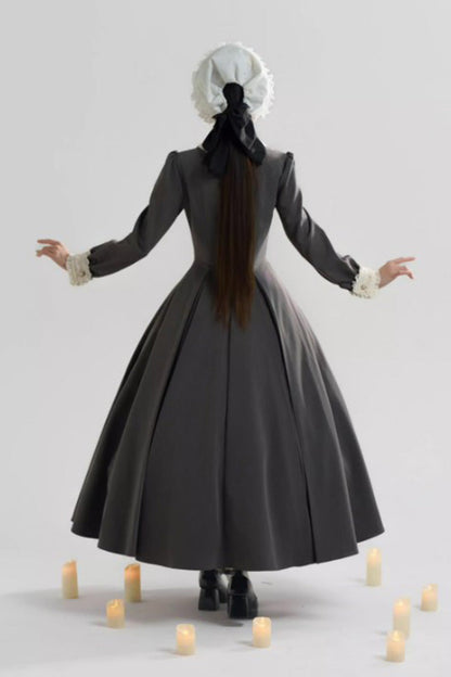 【12月21日予約締切】クラシックロリータ修道女ロングドレス＋クロスフリルエプロン＋ボンネット