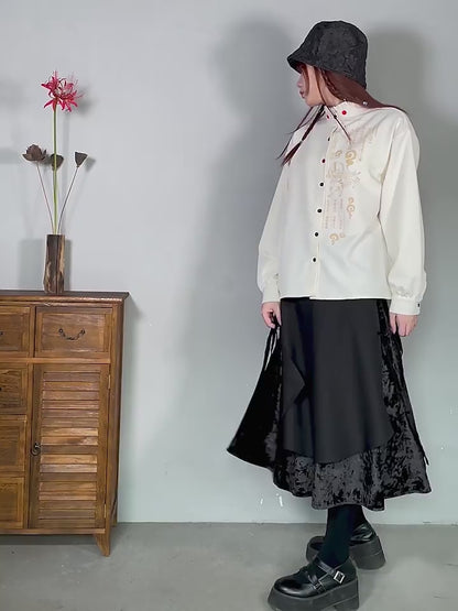 Long Tassel Side Ribbon China Taste Layered Skirt