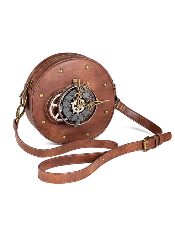 steampunk antique clock circle bag