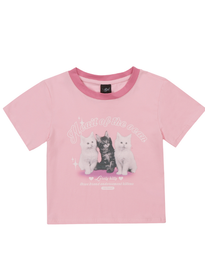 Cat Round Neck T -shirt