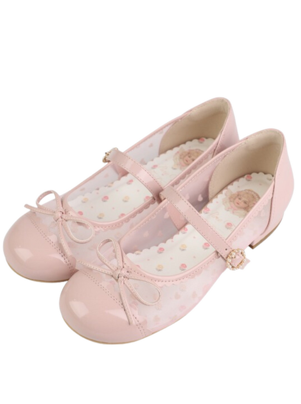 Sheer ribbon baby ballet shoes