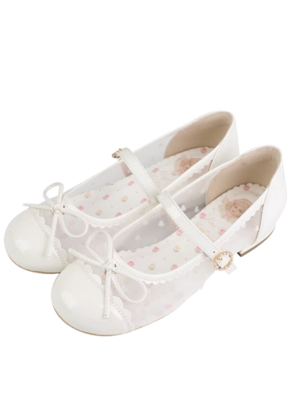 Sheer ribbon baby ballet shoes