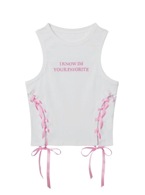 レースアップネクタンクトップス