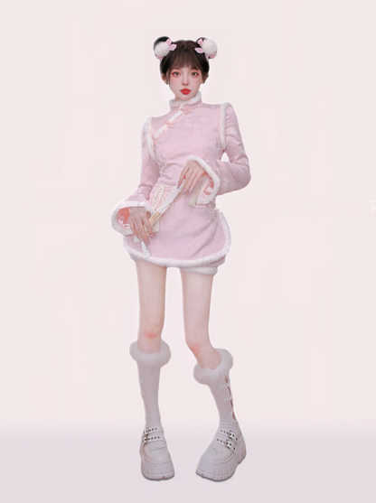 Flower Jacquard Fert Trim Tassel China Tops + Balloon shorts