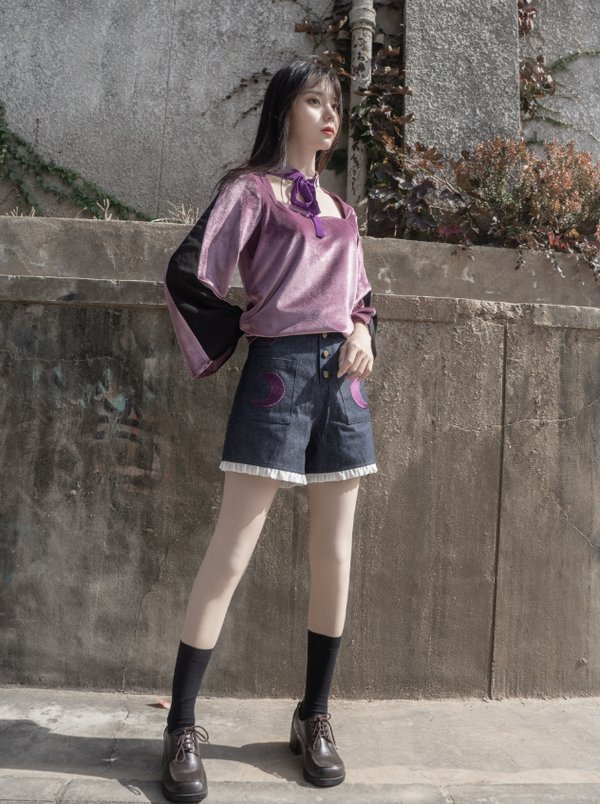 ダークパープルツインズベルベットワンピースセットアップ