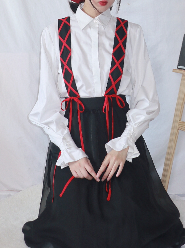 ストラップレースアップツインズシャツセットアップ