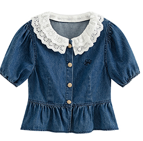 スウィートデニムフリルカラーセットアップ