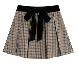 High waist velvet pleats A line skirt