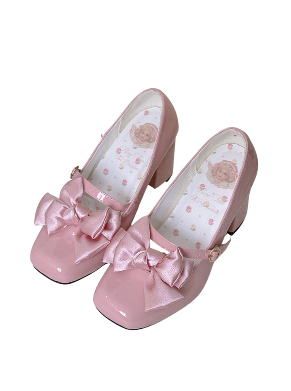 Square Temerge Jane Ribbon French Elegant High Heel