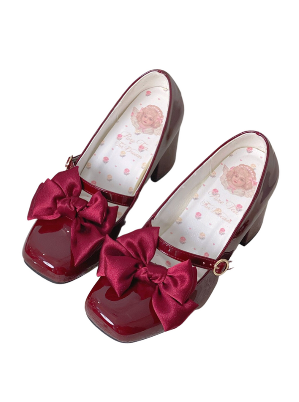 Square Temerge Jane Ribbon French Elegant High Heel