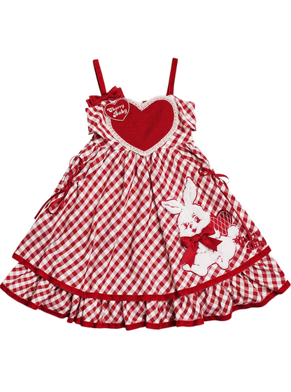 Rabbit check suspender dress