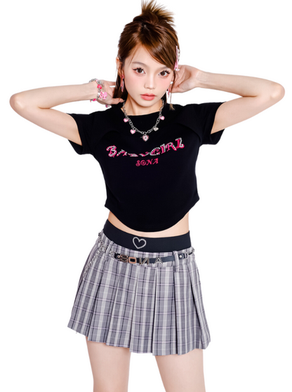 Black Pink Design Pichi T -shirt