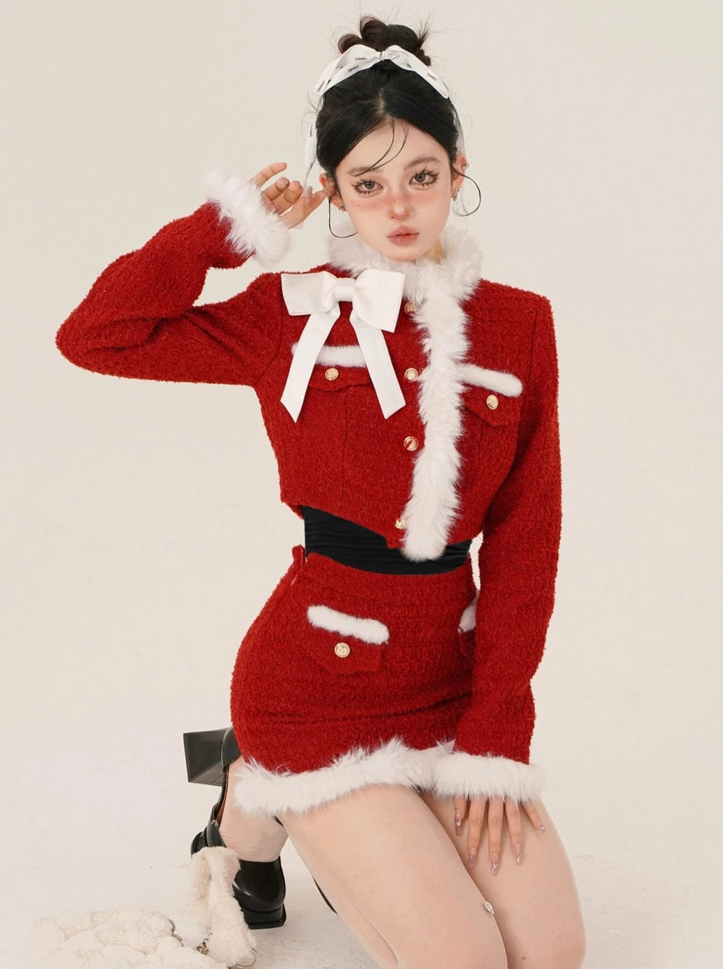 クリスマスファージャケットリボン＋ファータイトスカート【予約商品】