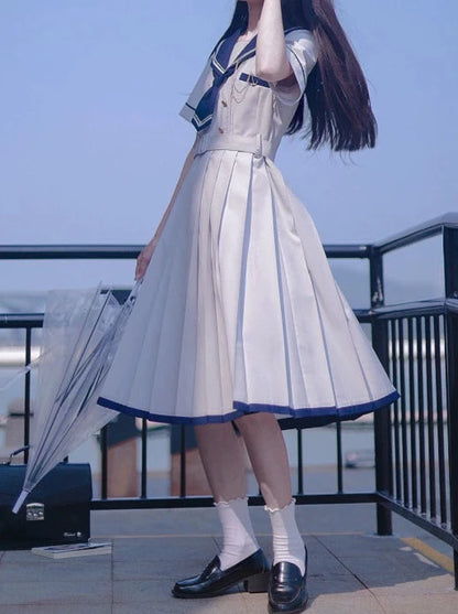 College Style Sailor Collar Pleated Dress