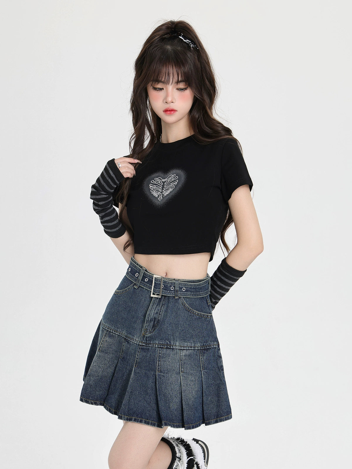 American Love Print Short T-Shirt + Sleeve