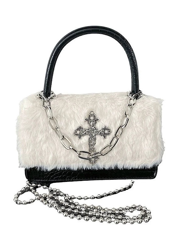 Original Gothic Cross Fur Chain Mini Bag