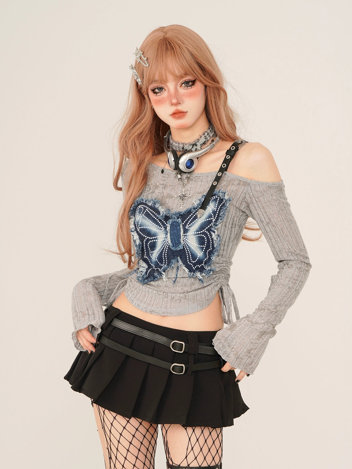 Black Swan Girl Style Double Belt Short Skirt [Reserved Item