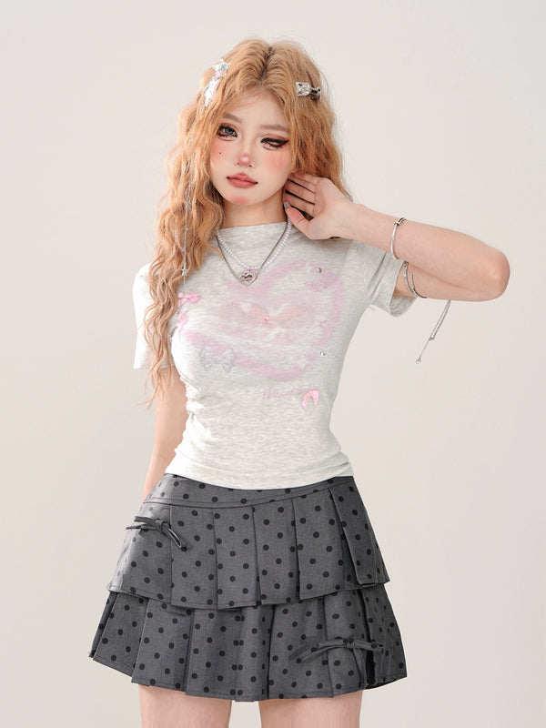 ガーリービックハートデザイントップス