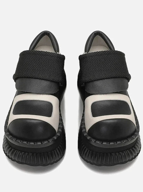 Leather Casual Velcro Platform Shoes