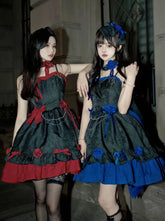 로맨틱 로즈 다크 Gothic 서스펜더 드레스