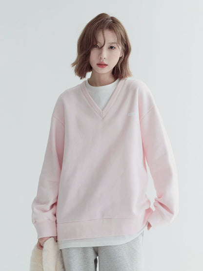 Faux two-piece loose light-colored sweatshirt