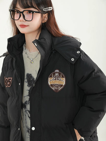 Emblem Logo Hoodie Mid Length Cotton Coat