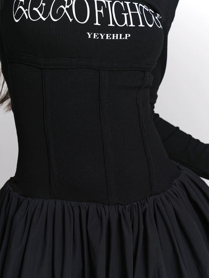 Ghost Girl Black Letter Little Dress