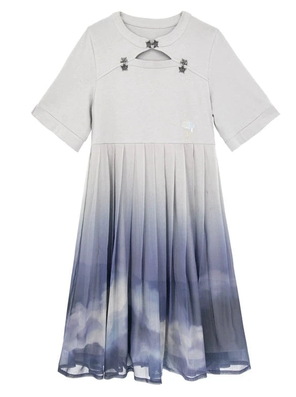 Sheer Dark Summer China Dress + Loose Shirt